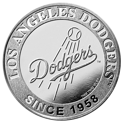 A picture of a 1 oz Los Angeles Dodgers Silver Round